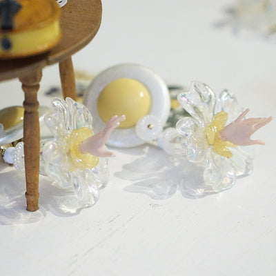 Retro Flower Doll Handmade Ear Clips