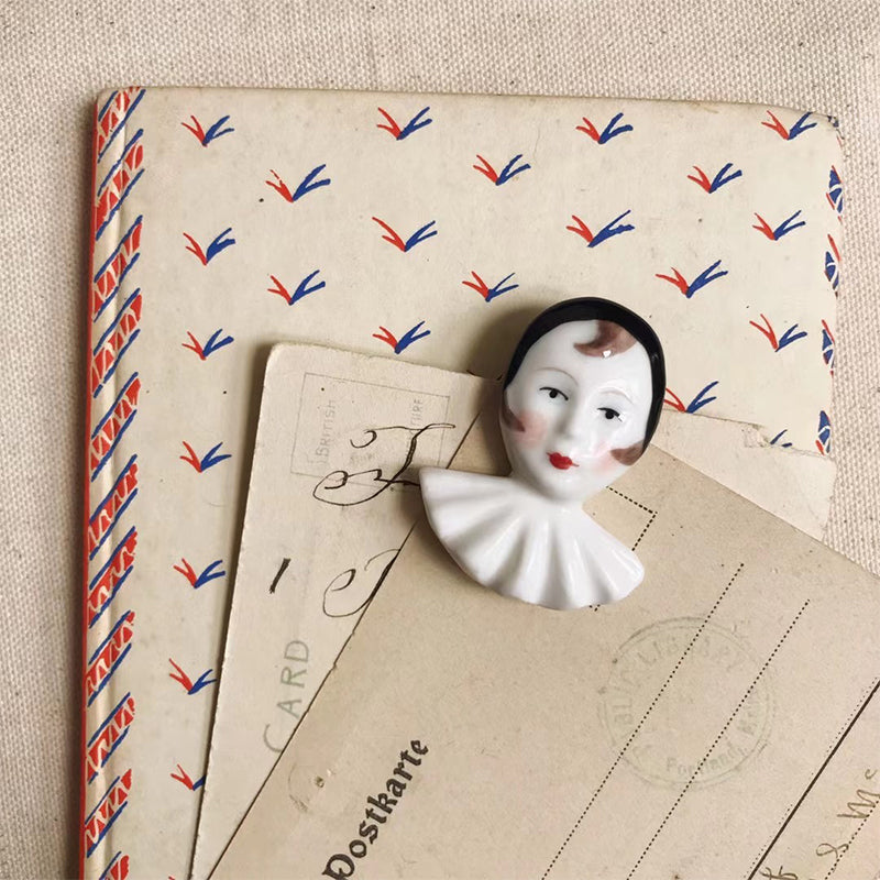 Hand-Painted Ceramic Pierrot Ornament Clip(Multipurpose)