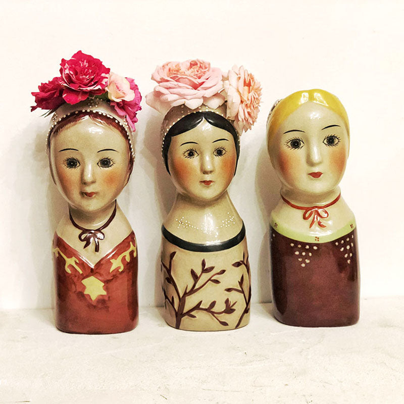 Original Retro Ceramics Hand-Painted Doll Vase