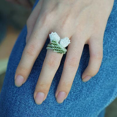 Original Handmade Beaded Lily Of The Valley Ring
