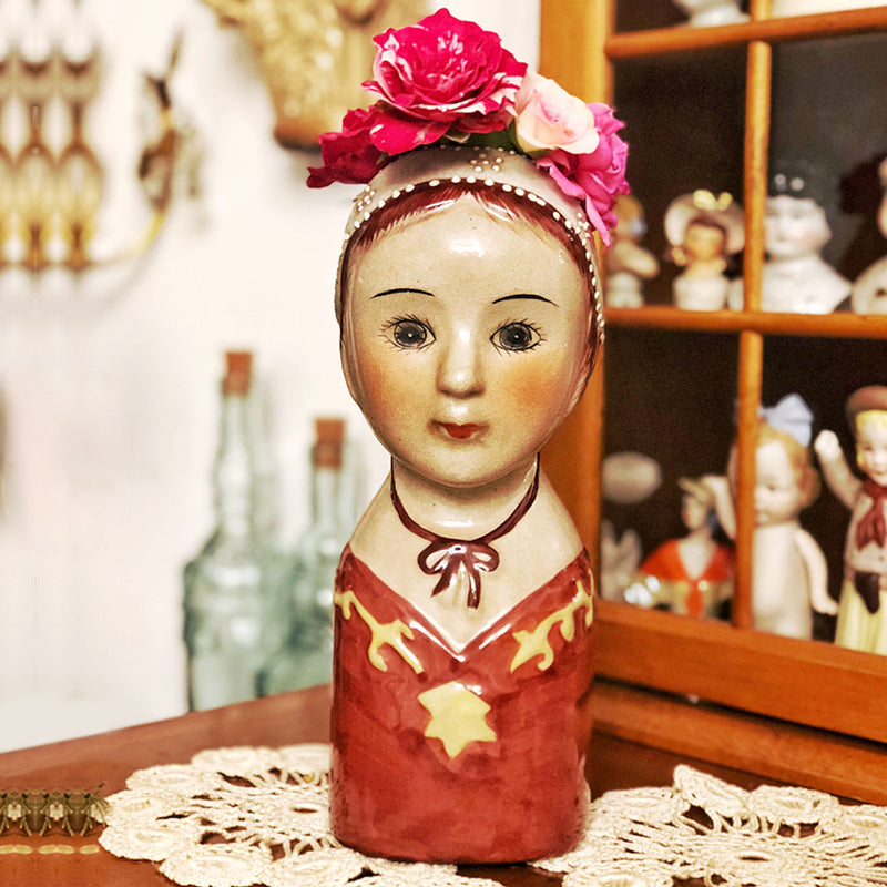 Original Retro Ceramics Hand-Painted Doll Vase