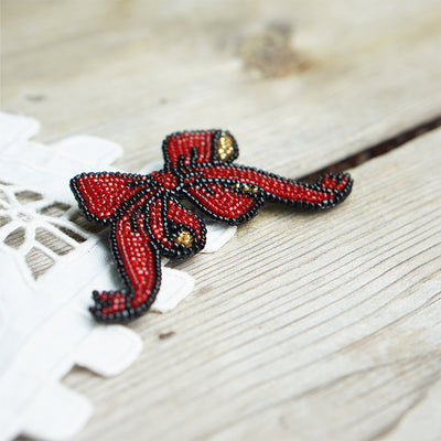 Original Embroidery Design Handmade ''Shoelace Knot'' Brooch - B