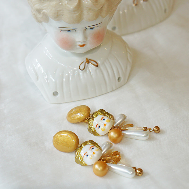 Classical Golden Doll Handmade Ear Clips
