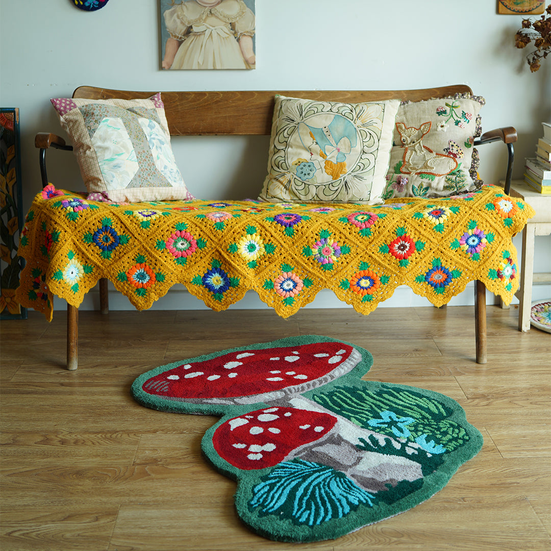Handcraft Embroidery Flocking Tapestry - Mushroom
