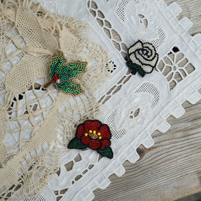 Original Embroidery Design Handmade Rose Brooch