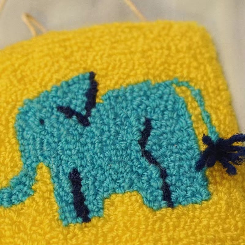 Handmade Original Design Tufting Mini Rug--Elephant