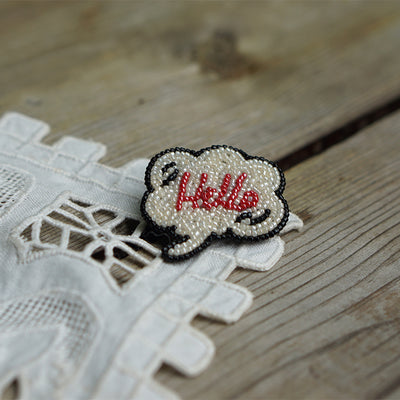 Original Embroidery Design Handmade ''Hello Letters'' Brooch