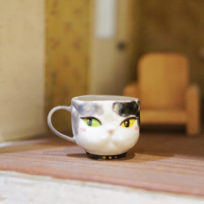 Hand-Painted Cat Coffee Cup