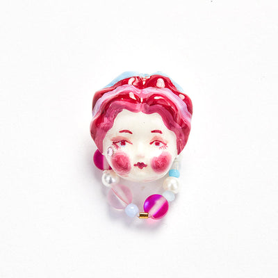 Macaron Porcelain Doll Ring - Green Hair