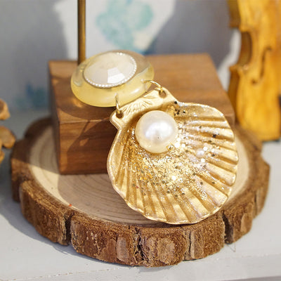 Retro Pearl Shell Handmade Ear Clips