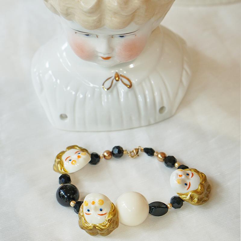 Classical Porcelain Doll Bracelet - Gold