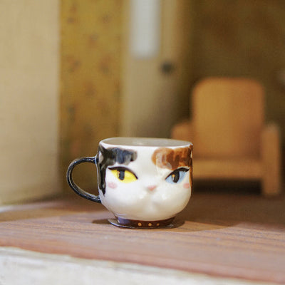 Hand-Painted Cat Coffee Cup