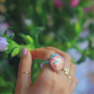 Macaron Porcelain Doll Ring - Pink Hair