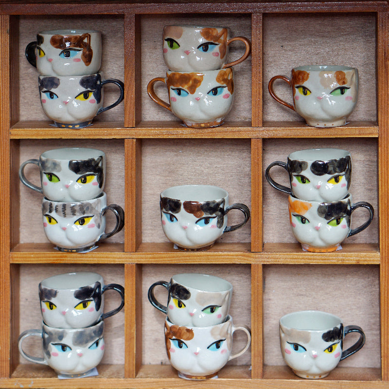 Hand-Painted Cat Coffee Cup