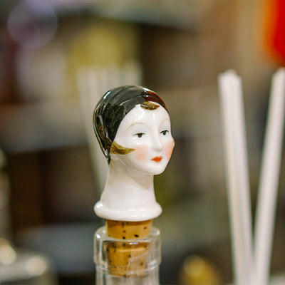 Original Retro Ceramic Wine Stopper - Girl