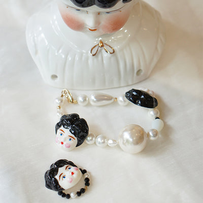 Classical Porcelain Doll Ring - Black