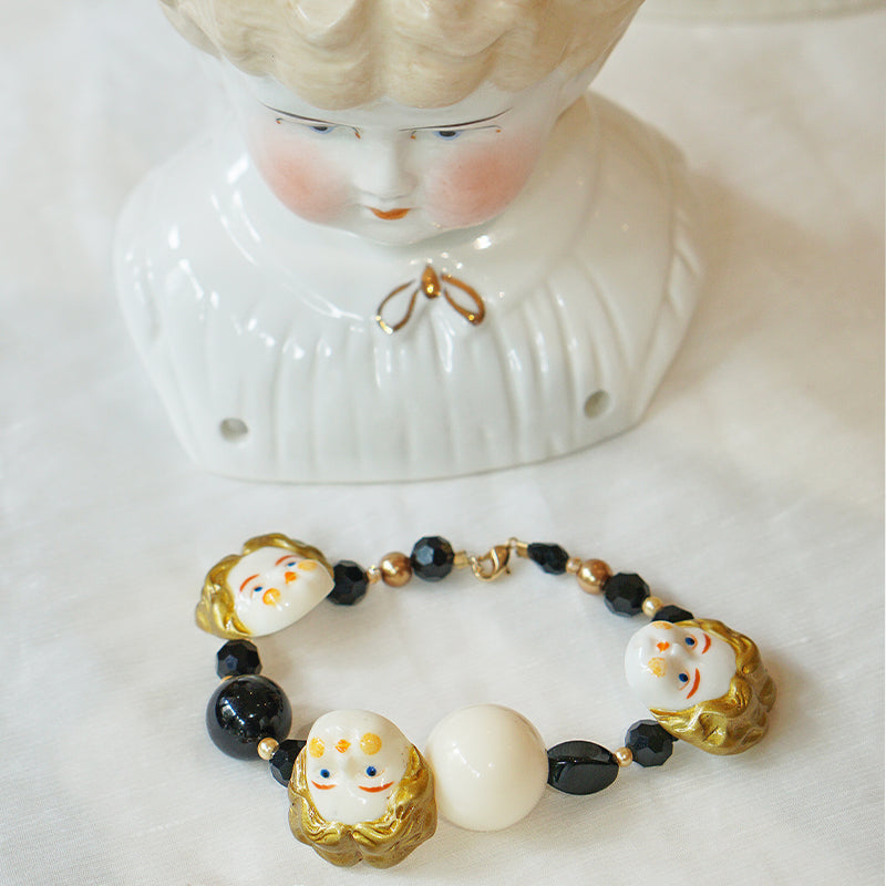 Classical Porcelain Doll Bracelet - Black