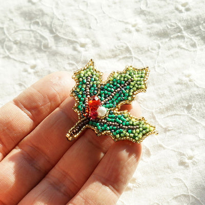 Original Embroidery Design Handmade ''Maple Leaf'' Brooch