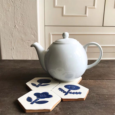 Retro Hand-Painted Ceramic Cup Mat