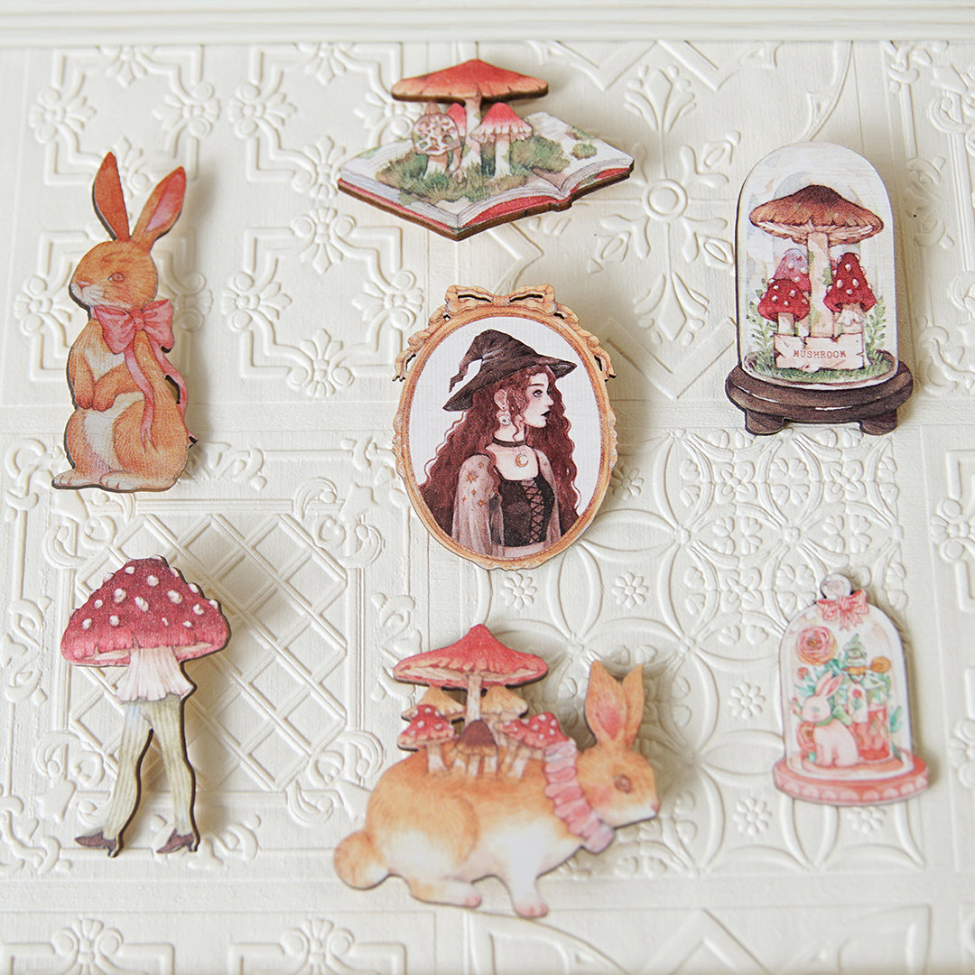 Handmade Original Design Wooden Brooch - Mushroom Girl