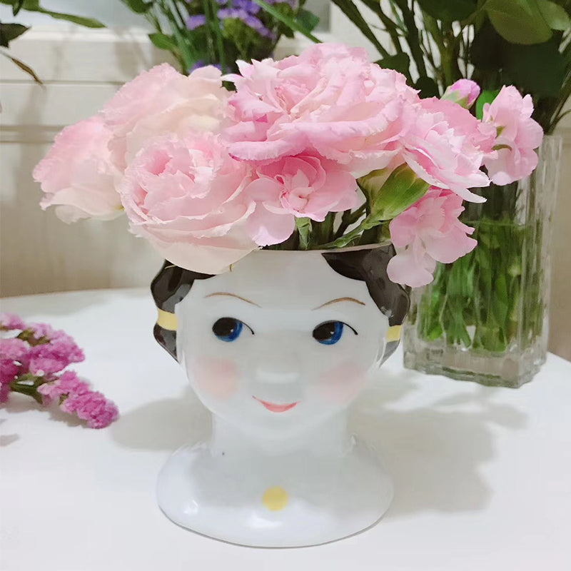 Retro Ceramic Face Decoration Vase
