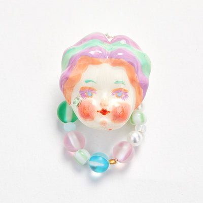 Macaron Porcelain Doll Ring - Green Hair