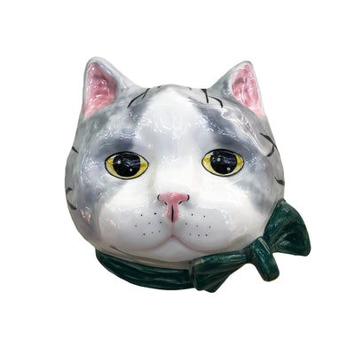 Hand-Painted Ceramic Cat  Wall Ornament