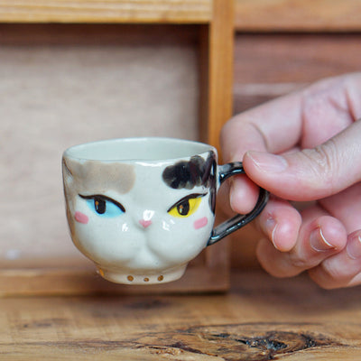 Hand-Painted Cat Coffee Cup