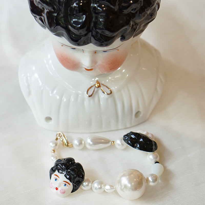 Classical Porcelain Doll Bracelet - Black