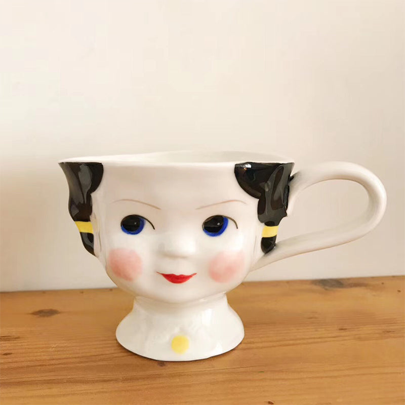 Original Ceramics Hand-Painted Coffee Cup Ornaments - Girl