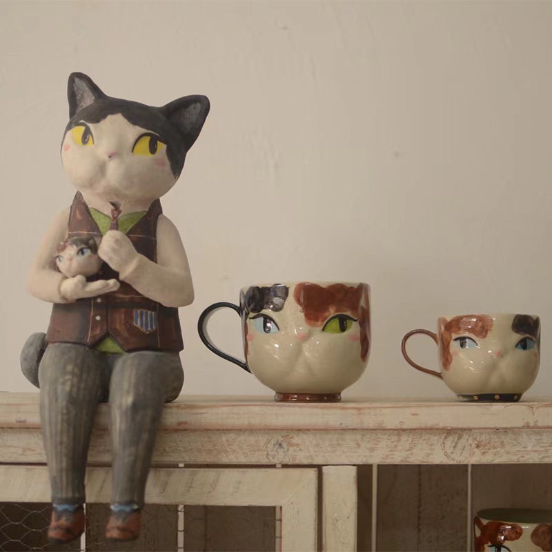 Hand-Painted Cat Coffee Cup