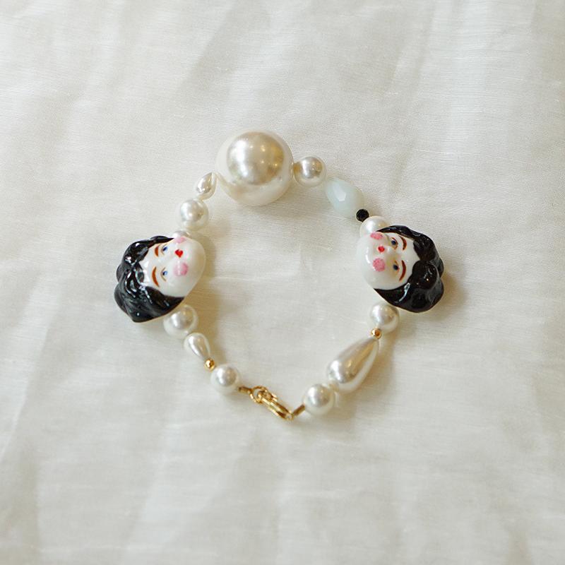 Classical Porcelain Doll Bracelet - Gold