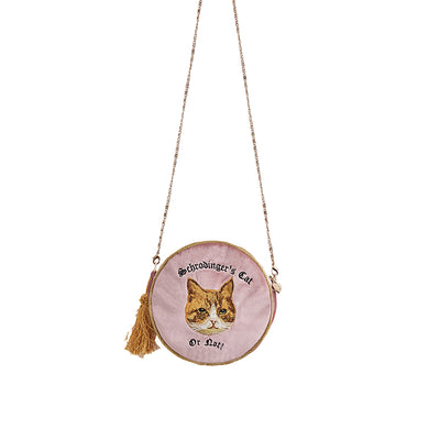 Unlogical Poem kitty Embroidery Circle Bag